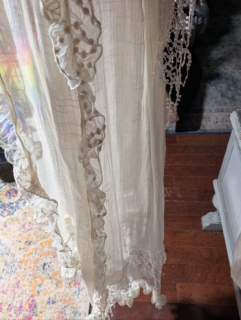 Coldwater Creek Ivory Ruffled Lacy Scarf
